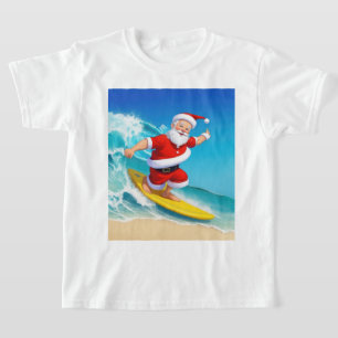Funny Surfing Jultomten T Shirt