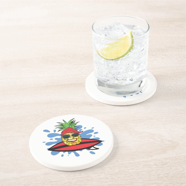 Funny Surfing Pineapple Underlägg (Sidan)
