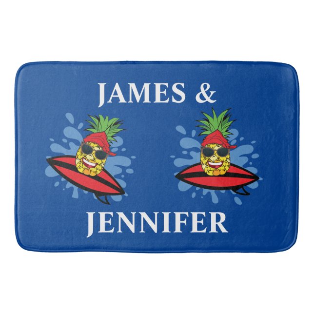 Funny Surfing Pineapples Badrumsmatta (Framsidan)