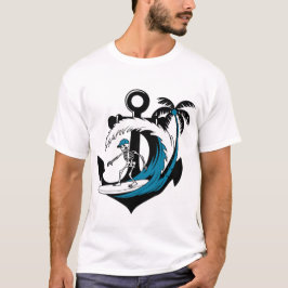 Funny Surfing Skeleton Beach Vibes Summer Surf Tee