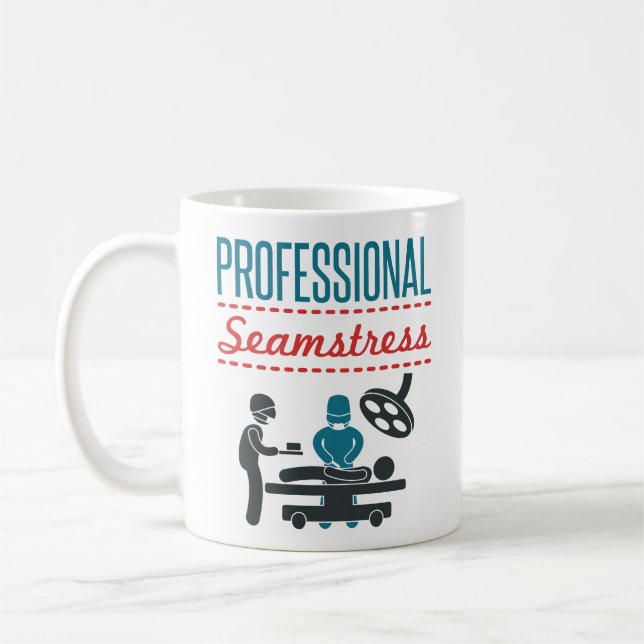 Funny Surgeon "Professionell Seamstress" Kirurgi Kaffemugg (Vänster)