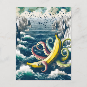 Funny Surreal Banana Octopus Vykort