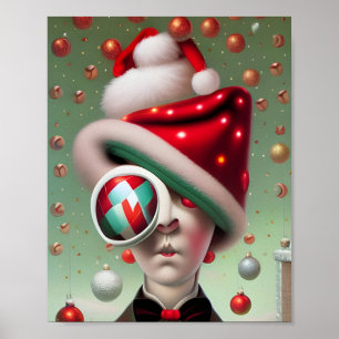 Funny Surreal Santa Hat Character Poster