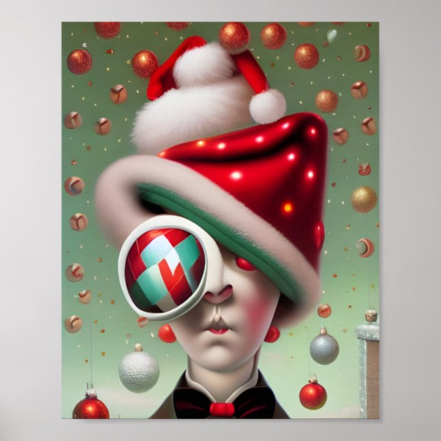 Funny Surreal Santa Hat Character Poster (Framsidan)