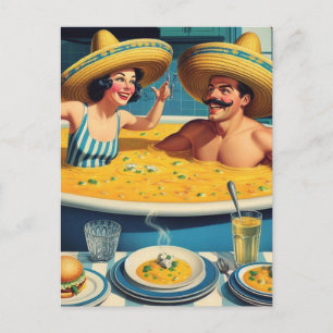 Funny Surreal Soppa Hett Tub Vykort