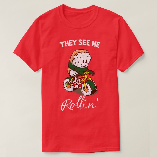 Funny Sushi Biker l De ser mig rulla in T Shirt (Design framsida)