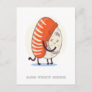 Funny SUSHI HUG Graphic Tecknad Tonåring Kawaii BF Vykort