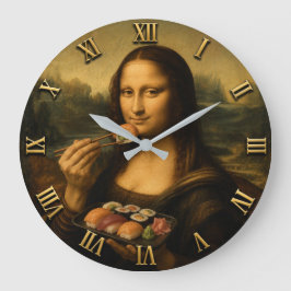 Funny Sushi Mona Lisa  Stor Klocka