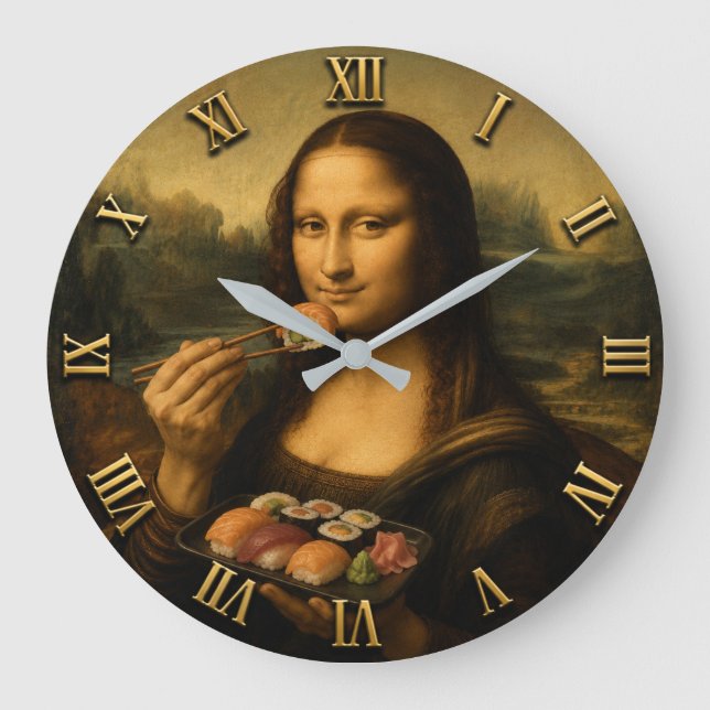 Funny Sushi Mona Lisa  Stor Klocka (Framsida)