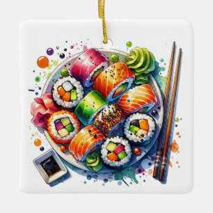 Funny Sushi Rolls Pun Personlig jul Julgransprydnad Keramik