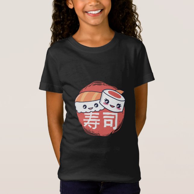 Funny Sushi Tecknad Design T Shirt (Framsida)