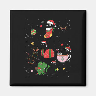 Funny Svarta katter Santa Hat Julgran Merry Ch Magnet