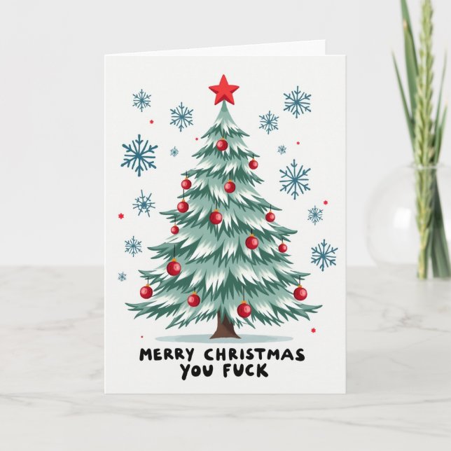 Funny Sweary Christmas Tree Card Kort (Framsida)