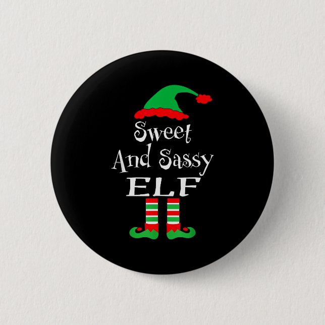 Funny Sweet And Sy Elf Shirt Xmas Family Matching  Knapp (Framsida)