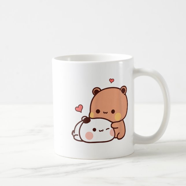 Funny Sweet Kawaii Kp Bear Panda Hugging Couple Lo Kaffemugg (Höger)