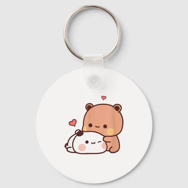 Funny Sweet Kawaii Kp Bear Panda Hugging Couple Lo Nyckelring (Framsida)