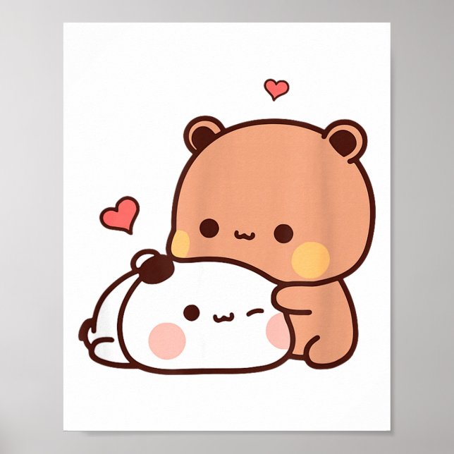 Funny Sweet Kawaii Kp Bear Panda Hugging Couple Lo Poster (Framsidan)