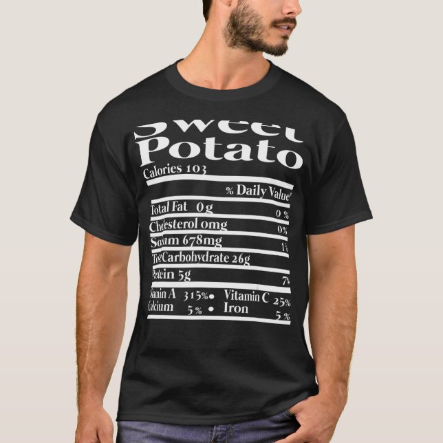Funny Sweet Potato Nutrition Fact for Thanksgiving T Shirt (Framsida)