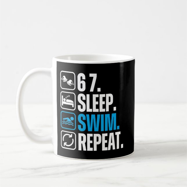 Funny Swimmer 67 Sleep Swim Repeat Kaffemugg (Vänster)