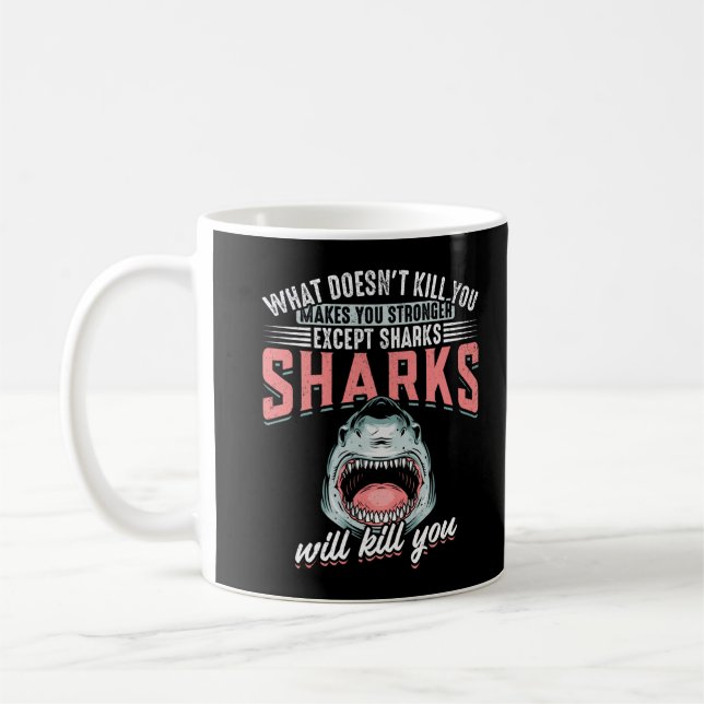 Funny Swimmer Humor Shark Joke Kaffemugg (Vänster)