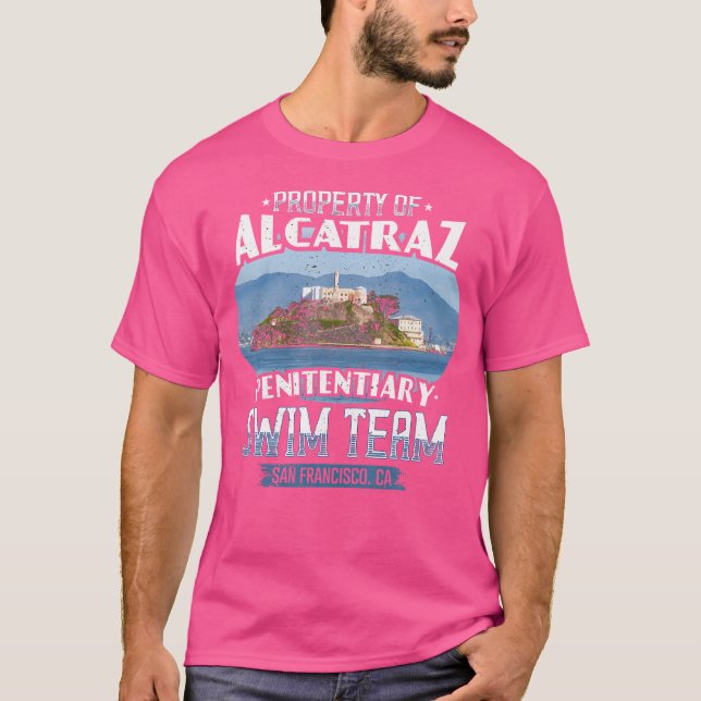 Funny Swimming Alcatraz Simma Team T Shirt (Framsida)