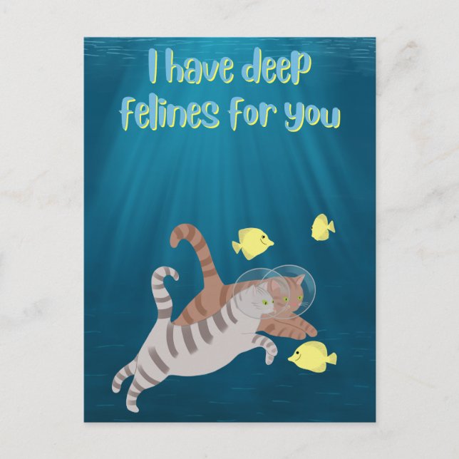 Funny Swimming Cats Ocean Valentines day Helg Vykort (Framsida)