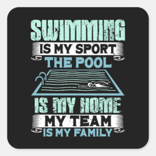 Funny Swimming-citat Fyrkantigt Klistermärke