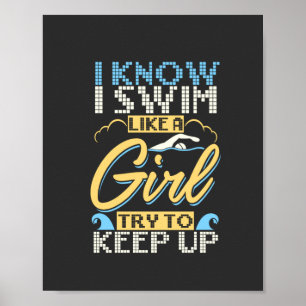 Funny Swimming-citat Poster