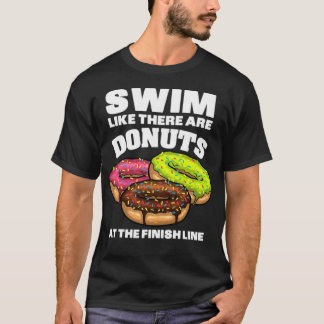 Funny Swimming Donut Design Manar Kvinnor Swimmer T Shirt
