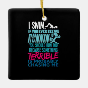 Funny Swimming Gift A Swimmer Julgransprydnad Keramik