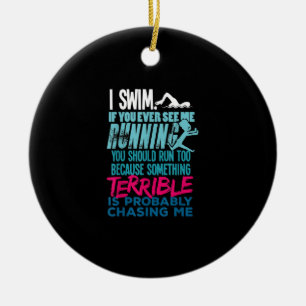 Funny Swimming Gift A Swimmer Julgransprydnad Keramik