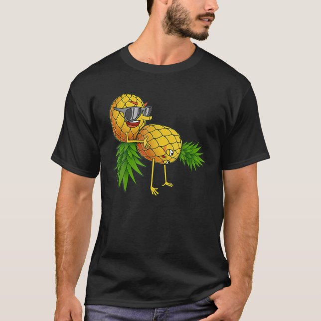 Funny Swinger för ananas uppsida ned T Shirt (Framsida)