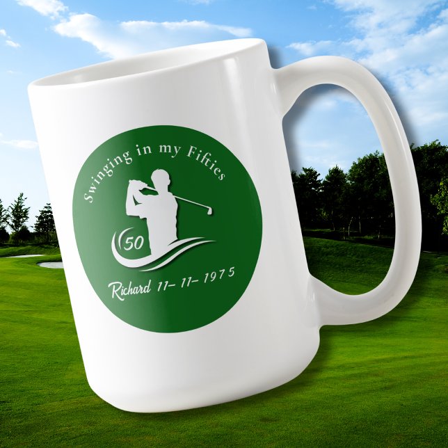 Funny Swinging In My Fifties Modern Golf Player Kaffemugg (Skapare uppladdad)