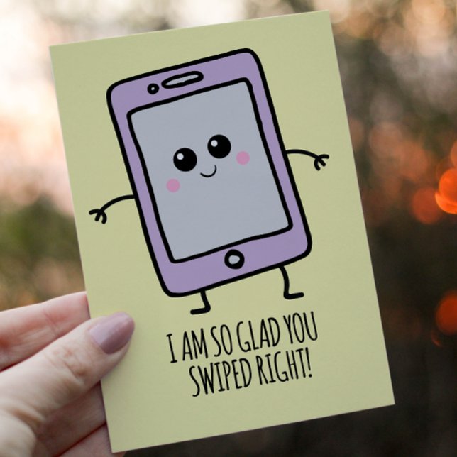 Funny Swipe Höger Kawaii Mobila Valentines day Helgkort (Your love life won't need any upgrades and will be buzzing off the hook with this fun card.)