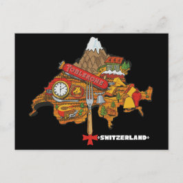 Funny Switzerland Souvenir Toblerone Swiss Map Vykort