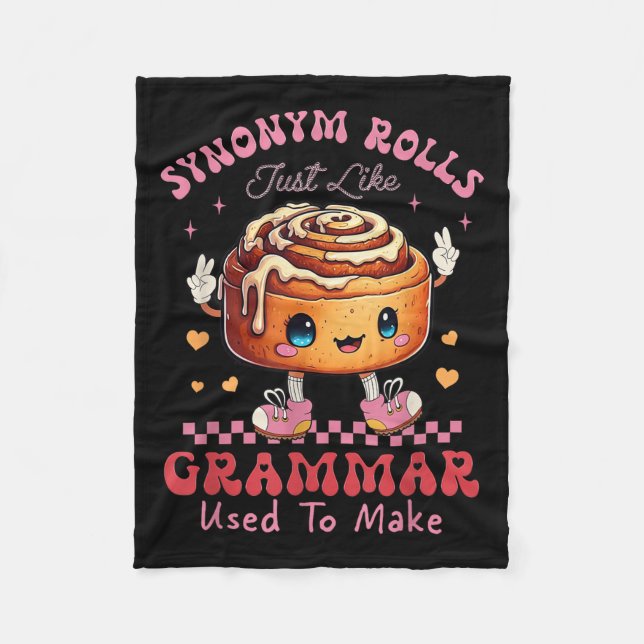 Funny synonym Rolls Joke Cinnamon Rolls Grammar Pu Fleecefilt (Framsidan)