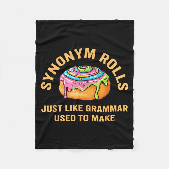 Funny Synonym Rolls Joke Cinnamon Rolls Grammar Pu Fleecefilt (Framsidan)