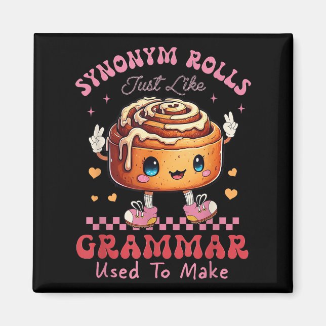 Funny synonym Rolls Joke Cinnamon Rolls Grammar Pu Magnet (Framsidan)