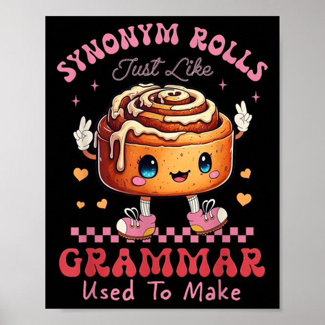 Funny synonym Rolls Joke Cinnamon Rolls Grammar Pu Poster (Framsidan)