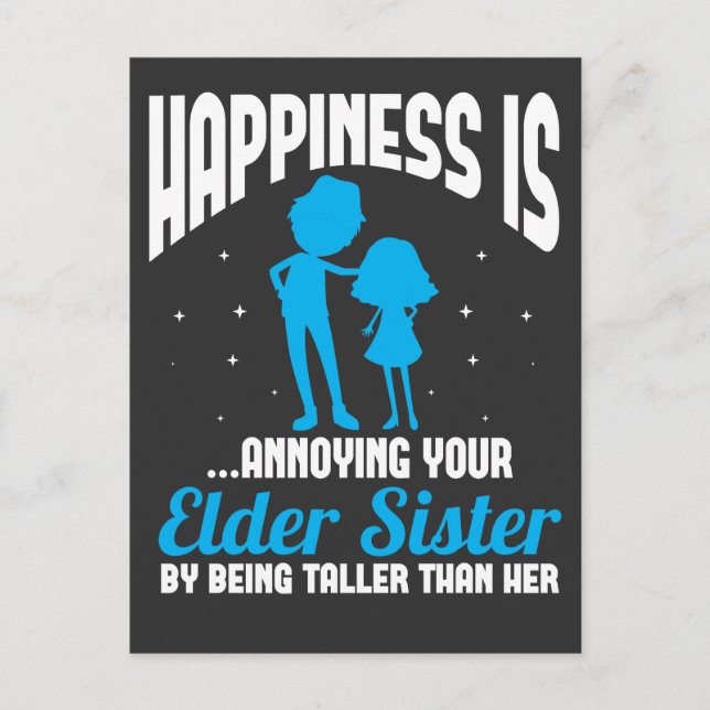 Funny Syskon Little Brother Lil Sister Vykort (Framsida)