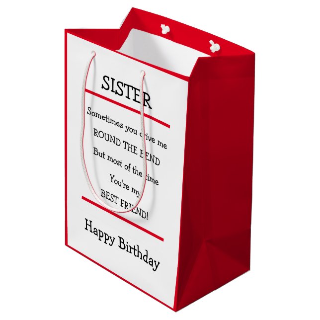 Funny syster Best Friend Verse Birthday Card (Baksidan Vinklad)