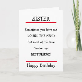 Funny syster Best Friend Verse Birthday Card Kort