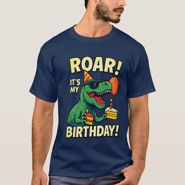 Funny T-Rex Dino Birthday T Shirt (Framsida)