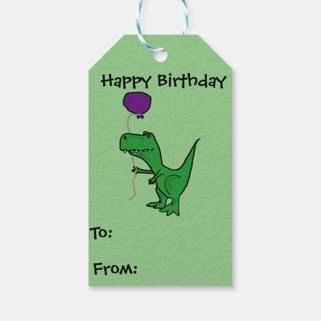 Funny T-rex Dinosaur Birthday Gift Märkre Presentetikett (Baksidan)
