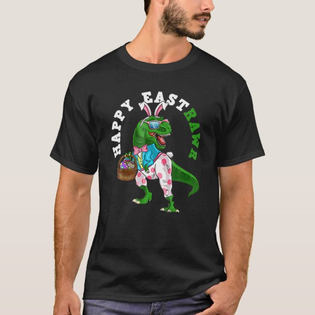 Funny T Rex Dinosaur Costume Bunny Rabbit Påsk D Shirt (Framsida)