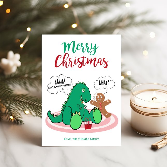 Funny T Rex Dinosaur Gingertea Cookie-jul Julkort (Skapare uppladdad)