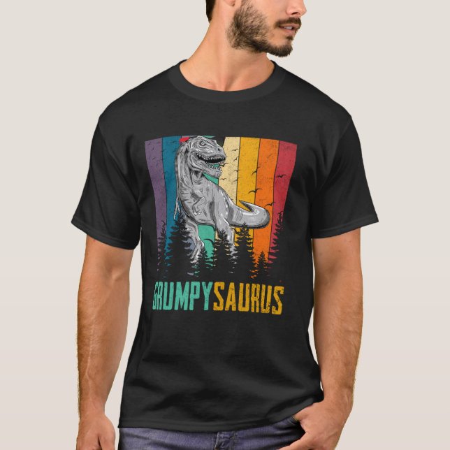 Funny T Rex Dinosaur Grumpy Saurus Family Far Shirt (Framsida)