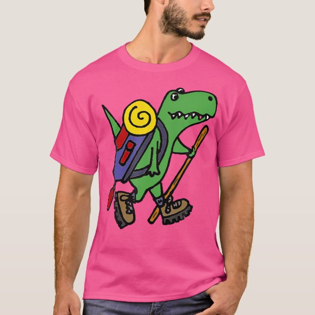 Funny T-Rex Dinosaur Hiking T Shirt (Framsida)