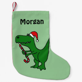 Funny T-Rex Dinosaur i Santa Hat Stocking Liten Julstrumpa