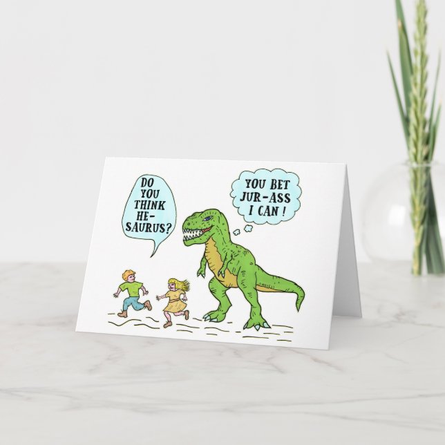 Funny T Rex Dinosaur Jurassic Pun Humous Quote Kort (Framsida)